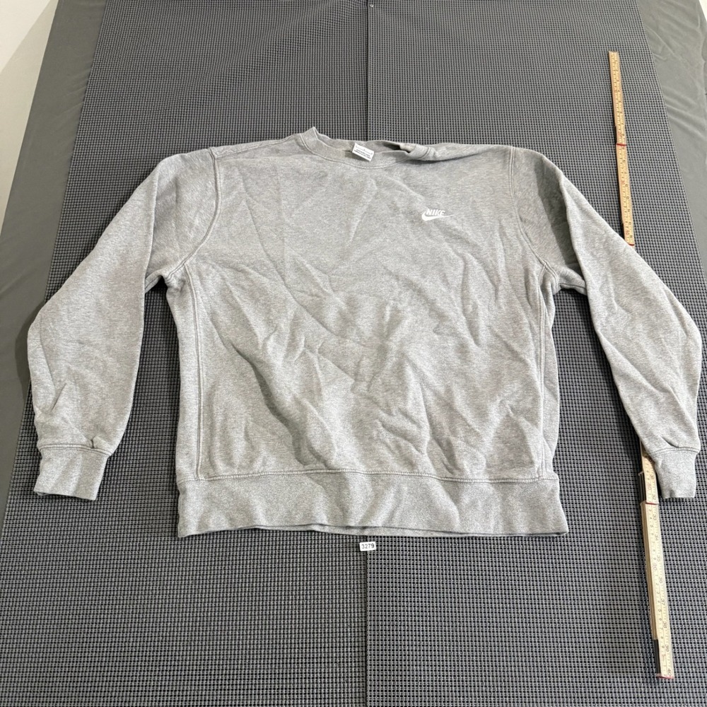 Nike Mens Gray Crew Neck Sweatshirt Size L Embroidered Logo Pullover